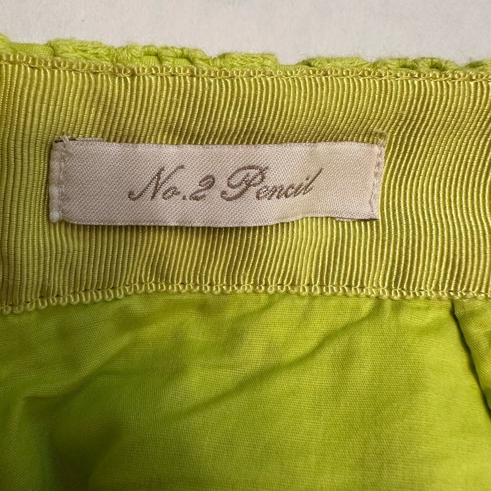 J. Crew Kiwi Green Eyelet No. 2 Pencil Skirt Size 8 Zip Back Clasp - Picture 4 of 11